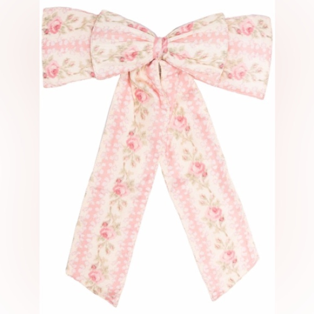 LOVESHACKFANCY
Rose-print Bow Hair Clip In Nude